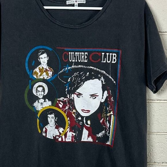 Culture Club Boy George Vintage 80s Black Band Tour Tee size L - Picture 8 of 8